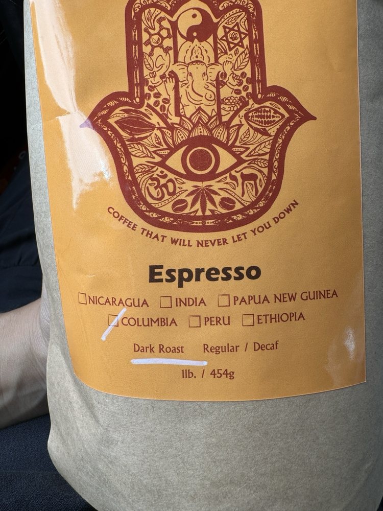 SumitrA coffee bean bag with Hamsa hand design